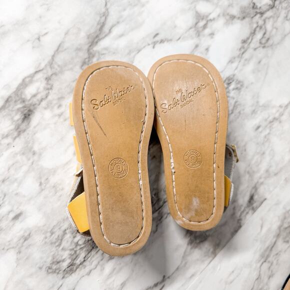 Salt Water Leather Sandals Mustard Yellow Hoyway Girls Size 9 Fisherman Buckle - Picture 6 of 7